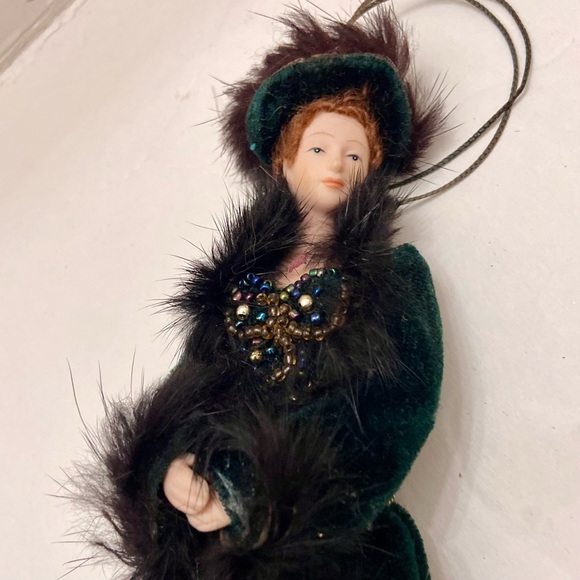 Vintage Auto or Christmas Ornament-Victorian Lady in Green Gown - Picture 6 of 12